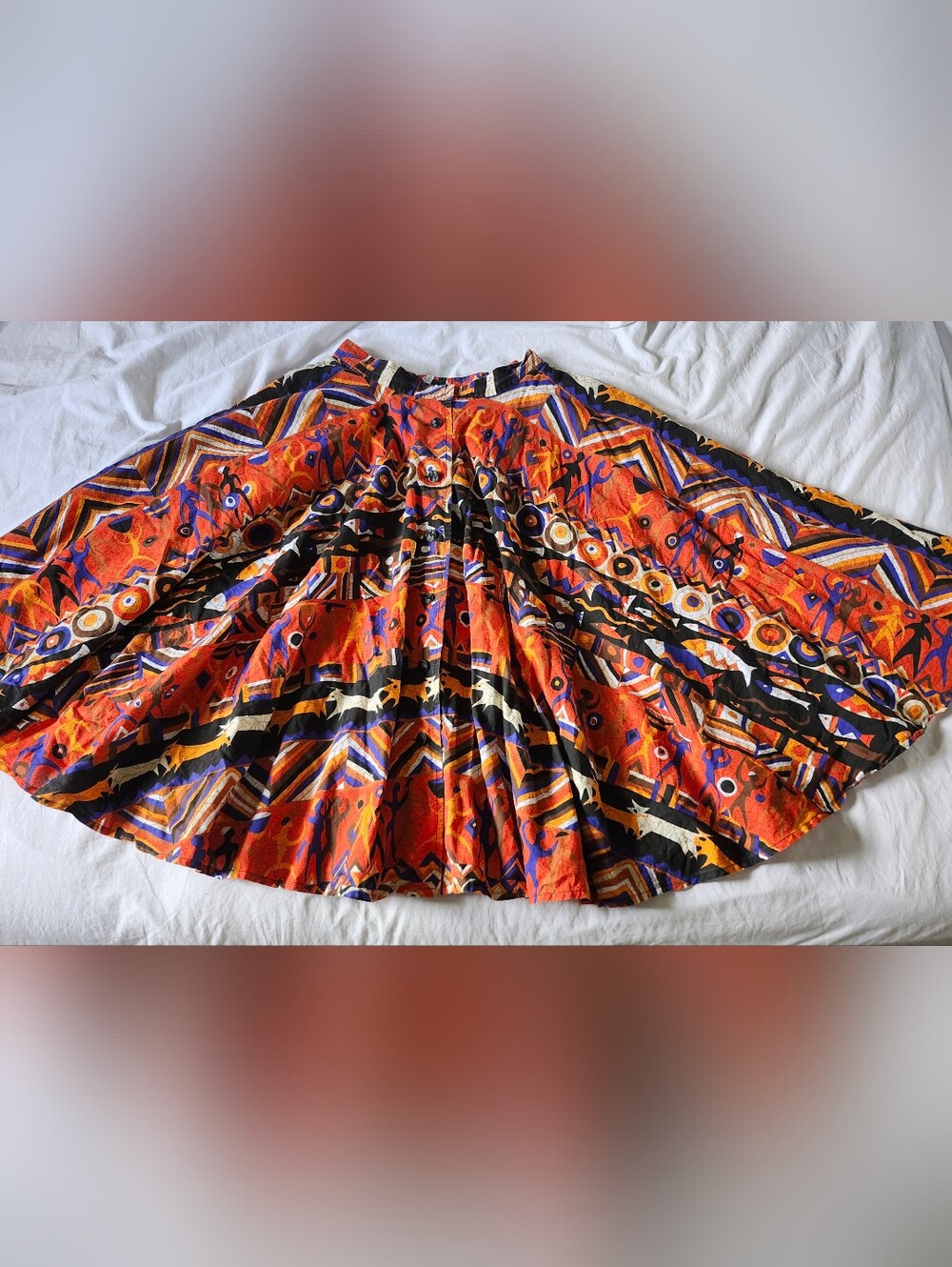 Vintage Handmade Tribal Print Full 360 Circle Skirt